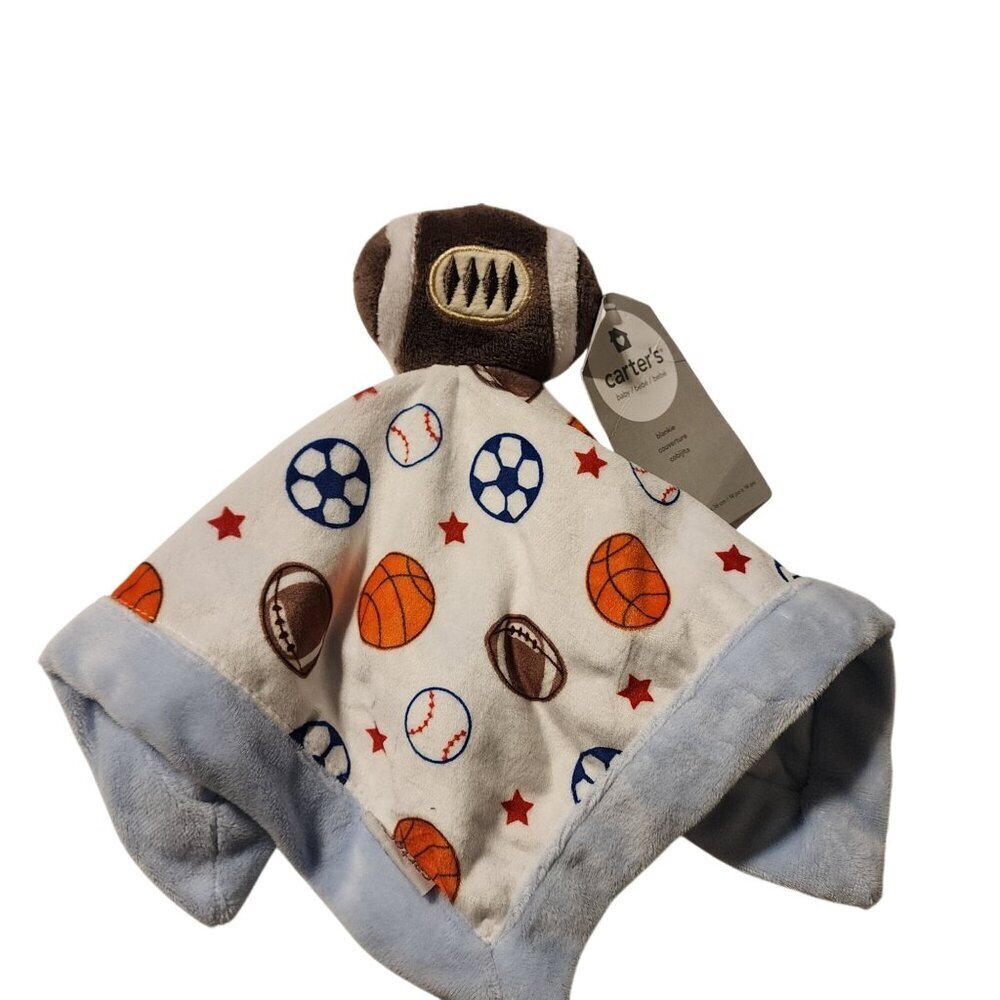 New Carter's football plush lovey security blanket